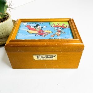 Vintage Walt Disney Japan Wood Music Box Mickey Donald Duck Collectible Toy